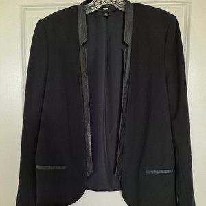 Mossimo Modern Classic Black Blazer with Faux Leather Detailing